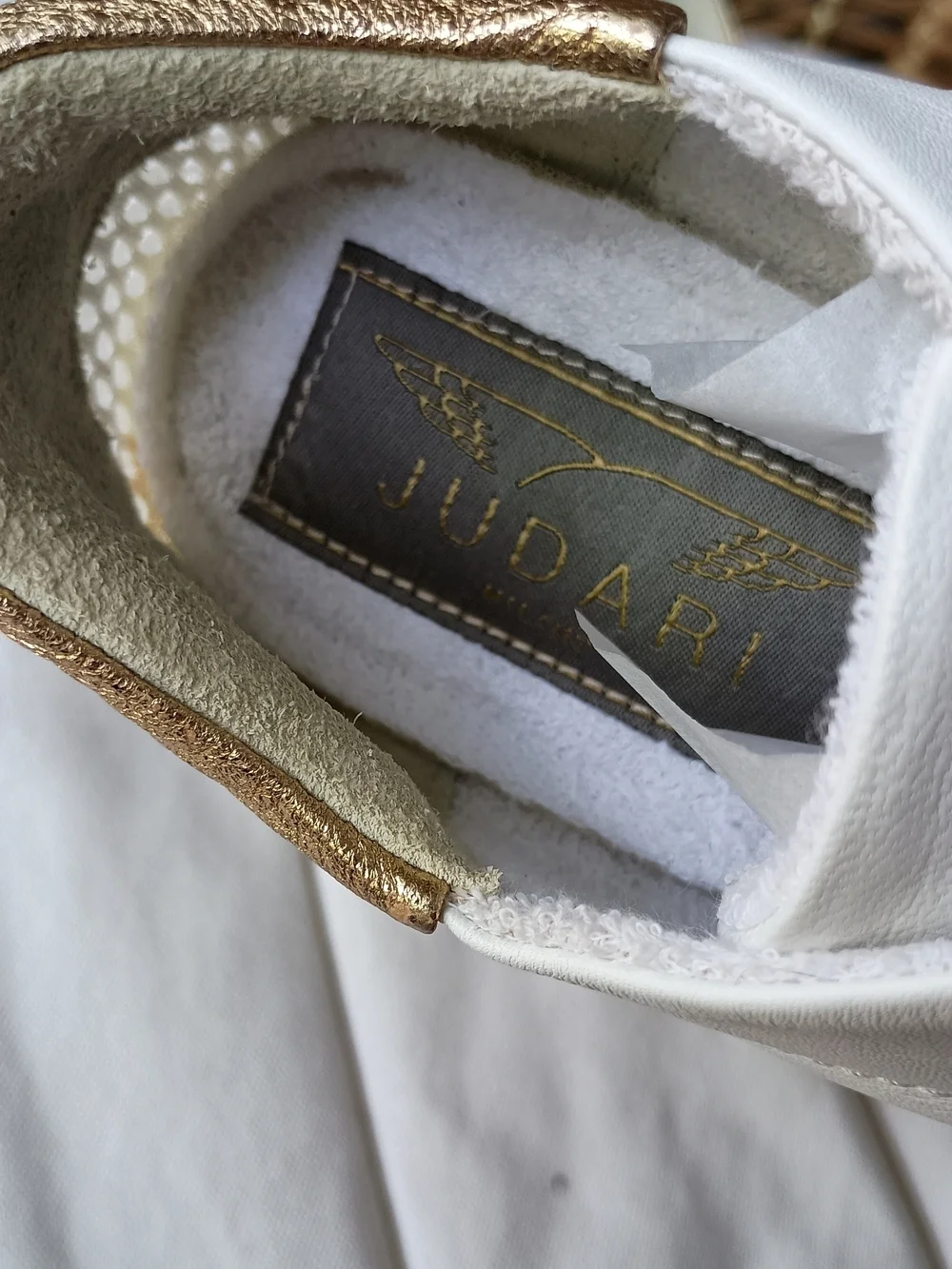 Judari White & Gold Women’s Milan Italy Leather Sneakers_37